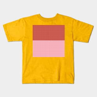 simple mix red pink lines lines boho grid Kids T-Shirt